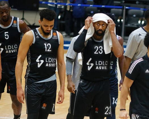 April 2, 2021, St. Petersburg, Russia: Amine Noua (12), David Lighty (23) of ASVEL Villeurbanne in action during the 2020 2021 Turkish Airlines EuroLeague Regular Season Round 33, match between BC ASVEL Villeurbanne and Zenit St. Petersburg at the Sibur Arena. St. Petersburg Russia - ZUMAs197 20210402_zaa_s197_150 Copyright: xMaksimxKonstantinovx