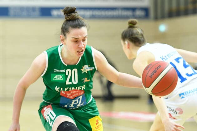 Halle, Deutschland 03. April 2021: 1.BBL - Damen - Play Off - 2020 2021 - Gisa Lions SV Halle vs. Rutronik Stars Keltern Sanja Mandic (Keltern) Erdgas Sportarena Sachsen Anhalt Copyright: xFotostandx xxBallaschx