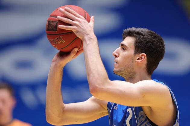 Fraport Skyliners - HAKRO Merlins Crailsheim, easyCredit BBL Bruno Vrcic (Fraport Skyliners, 7). Basketball-Spiel der easyCredit BBL zwischen den Fraport Skyliners und HAKRO Merlins Crailsheim am 4. April 2021 in der Fraport-Arena in Frankfurt am Main., Frankfurt am Main Hessen Deutschland Fraport-Arena