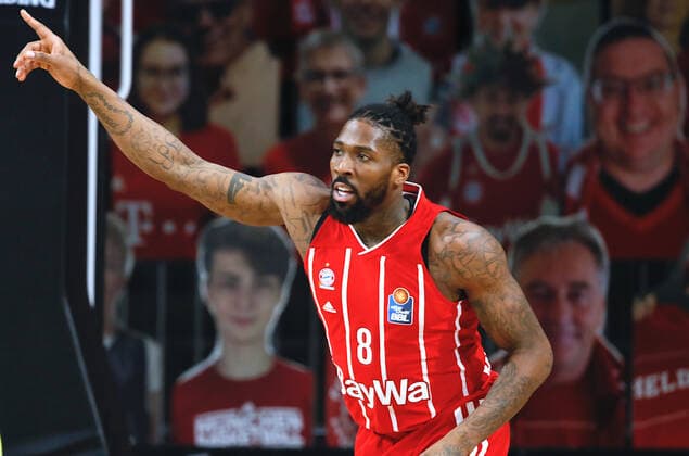 Bayerns 8 Jalen REYNOLDS. Basketball, Bayern - Bayreuth, Bundesliga, Saison 2020-2021, am 6.4.2021 in Muenchen, A U D I D O M E, Deutschland. Quelle Copyright Credit : Oryk HAIST