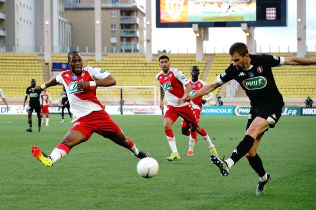 Thomas Delaine (FC Metz) - Djibril Sidibe (AS Monaco) FOOTBALL : AS Monaco vs Metz - Coupe de France - Monaco - 06 04 2021 NorbertScanella PanoramiC 