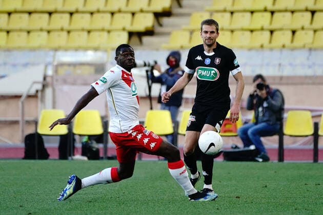 Youssouf Fofana (AS Monaco) - Thomas Delaine (FC Metz) FOOTBALL : AS Monaco vs Metz - Coupe de France - Monaco - 06 04 2021 NorbertScanella PanoramiC 