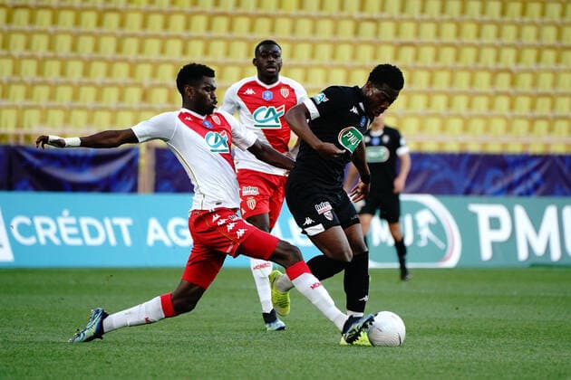 Aaron Leya Iseka (FC Metz) - Benoit Badiashile (AS Monaco) FOOTBALL : AS Monaco vs Metz - Coupe de France - Monaco - 06 04 2021 NorbertScanella PanoramiC 