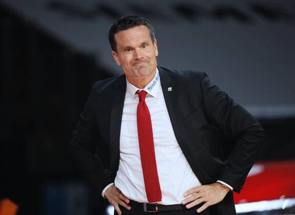 Sport Bilder des Tages Skepsis ... Bayreuths Trainer Roul KORNER. Basketball, Bayern - Bayreuth, Bundesliga, Saison 2020-2021, am 6.4.2021 in Muenchen, A U D I D O M E, Deutschland. Quelle Copyright Credit : Oryk HAIST