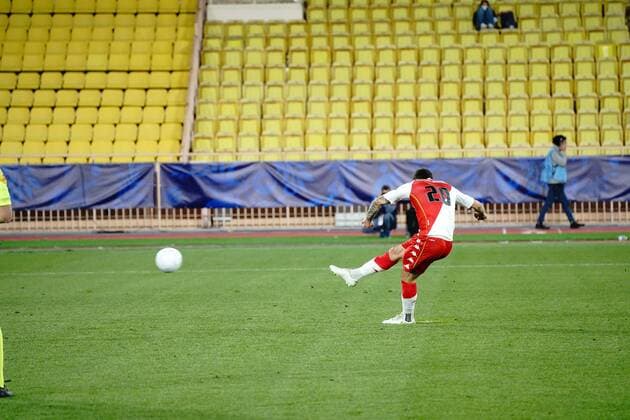 Penalty - Stevan Jovetic (AS Monaco) FOOTBALL : AS Monaco vs Metz - Coupe de France - Monaco - 06 04 2021 NorbertScanella PanoramiC 