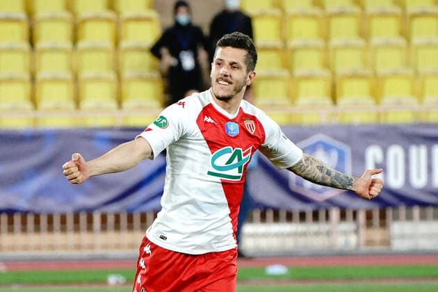 Joie - Stevan Jovetic (AS Monaco) FOOTBALL : AS Monaco vs Metz - Coupe de France - Monaco - 06 04 2021 NorbertScanella PanoramiC 