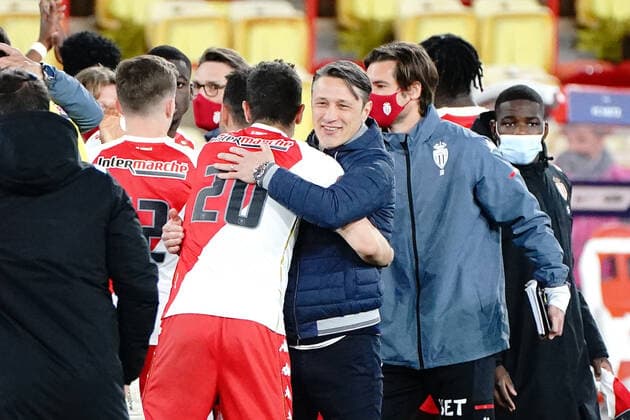 Niko Kovac (entraineur de l AS Monaco) - Stevan Jovetic (AS Monaco) FOOTBALL : AS Monaco vs Metz - Coupe de France - Monaco - 06 04 2021 NorbertScanella PanoramiC 