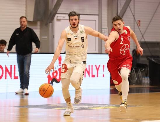 07.04.2021 - Basketball - Saison 2019 2020 - 2. Bundesliga Pro-A - 12. Spieltag: Nürnberg Falcons Basketball Club NBC - Bayer Giants Leverkusen - DaMa - Ralph Junge ( Trainer Geschäftsführer Headcoach Nürnberg Falcons BC NBC ) Martin Bogdanov (6, Nürnberg Falcons BC NBC ) Wyatt Lohaus (2, Bayer Giants Leverkusen )