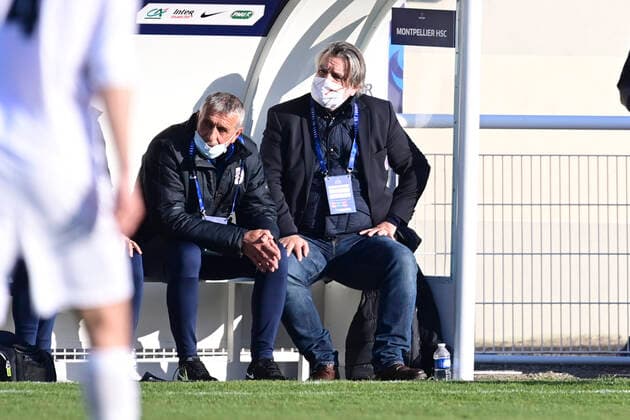 Laurent Nicollin - president MHSC FOOTBALL : Voltigeurs de Chateaubriant vs MHSC - 1 8 coupe de France - 07 04 2021 JBAutissier Panoramic 