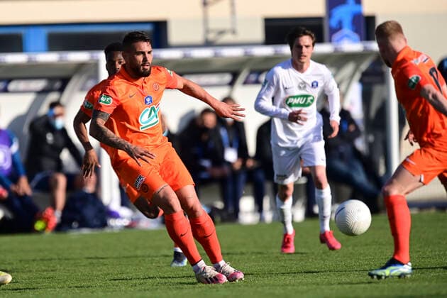 Andy Delort (MHSC) FOOTBALL : Voltigeurs de Chateaubriant vs MHSC - 1 8 coupe de France - 07 04 2021 JBAutissier Panoramic 