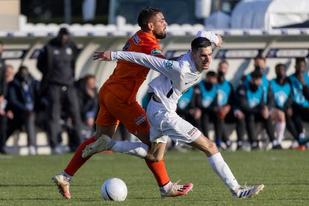 Voltigeurs de Chateaubriant Contre Montpellier pour le 8e de Finale de la coupe de France au Stade de la Ville en Bois, le 07 Avril 2021. Andy Delort  Copyright: xJeremiasxGonzalezx xIP3x