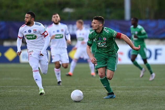 EDOUARD DAILLET (Red Star) FOOTBALL : Red star vs OL - 1 8 coupe de France - 08 04 2021 JBAutissier Panoramic 