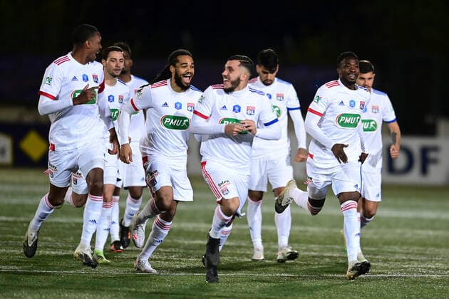 seance de tirs au but joie des joueurs Lyonnais FOOTBALL : Red star vs OL - 1 8 coupe de France - 08 04 2021 JBAutissier Panoramic 
