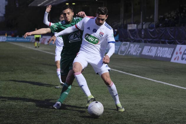 April 9, 2021, Saint Ouen, Seine Saint Denis, France: Lyon Defender MATTIA DE SCIGLIO in action during the round of 16 soccer French Cup match between Red Star and Olympique Lyonnais at Bauer Stadium - Saint Ouen - France..Lyon Won 2:2 Saint Ouen France - ZUMAp119 20210409_zaf_p119_004 Copyright: xPierrexSteveninx