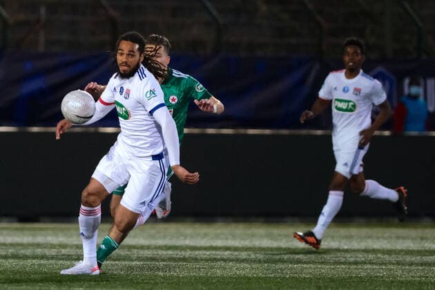 April 9, 2021, Saint Ouen, Seine Saint Denis, France: Lyon Defender SINALY DIOMANDE in action during the round of 16 soccer French Cup match between Red Star and Olympique Lyonnais at Bauer Stadium - Saint Ouen - France..Lyon Won 2:2 Saint Ouen France - ZUMAp119 20210409_zaf_p119_025 Copyright: xPierrexSteveninx