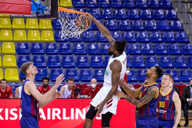 April 9, 2021, Barcelona, Spain: Jalen Reynolds of FC Bayern Munich during the Turkish Airlines EuroLeague match between FC Barcelona, Barca and Bayern Munich at Palau Blaugrana in Barcelona, Spain. Barcelona Spain - ZUMAd159 20210409_zia_d159_100 Copyright: xDavidxRamirezx