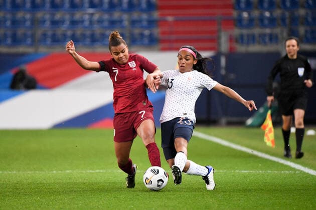 Fußball, Damen Länderspiel, Frankreich - England 23 PERLE MORRONI (FRA) FOOTBALL FEMININ : France vs Angleterre - Match Amical - 09 04 2021 AnthonyBIBARD FEP Panoramic 