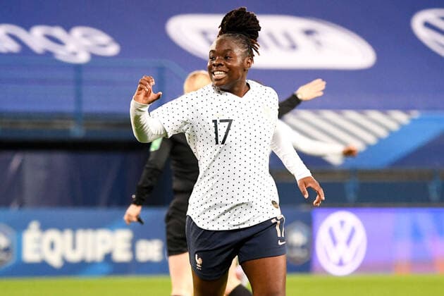 Fußball, Damen Länderspiel, Frankreich - England JOIE - 17 SANDY BALTIMORE (FRA) FOOTBALL FEMININ : France vs Angleterre - Match Amical - 09 04 2021 AnthonyBIBARD FEP Panoramic 