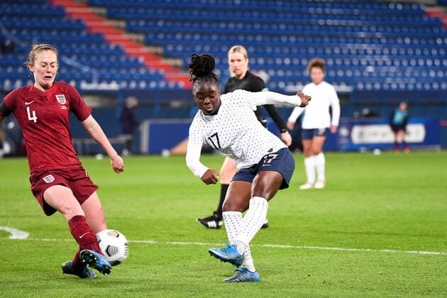 Fußball, Damen Länderspiel, Frankreich - England 17 SANDY BALTIMORE (FRA) FOOTBALL FEMININ : France vs Angleterre - Match Amical - 09 04 2021 AnthonyBIBARD FEP Panoramic 