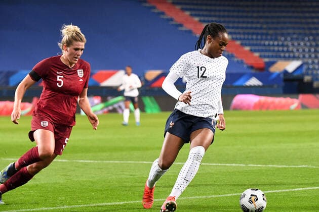 Fußball, Damen Länderspiel, Frankreich - England 12 MARIE ANTOINETTE KATOTO (FRA) FOOTBALL FEMININ : France vs Angleterre - Match Amical - 09 04 2021 AnthonyBIBARD FEP Panoramic 