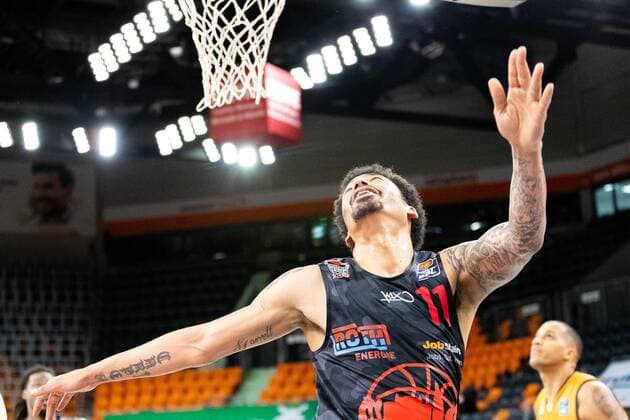 Diante Maurice Garrett (JobStairs Giessen 46ers 11) GER, Ratiopharm Ulm vs. JobStairs Giessen 46ers, easycredit 1.Bundesliga Basketball, 27.Spieltag, Saison 2020 21, 10.04.2021 Ratiopharm Ulm vs. JobStairs Giessen 46ers, 1.Basketball Bundesliga Neu-Ulm Copyright: xEibner-Pressefoto RogerxBuerkex EP_EER