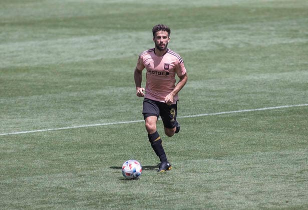 April 10, 2021, Los Angeles, California, USA: Diego Rossi 9 of the LAFC with the ball during their preseason MLS, Fussball Herren, USA game with the New England Revolution on Saturday April 10, 2021 at the Banc of California stadium in Los Angeles, California. LAFC draws with Revolution, 3-3. PI Los Angeles USA - ZUMAp124 20210410_zaa_p124_015 Copyright: xJAVIERxROJASx