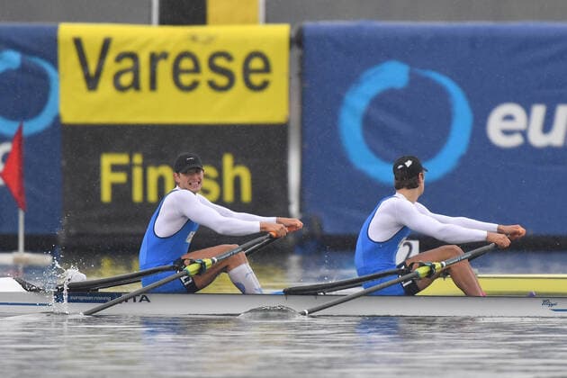 Bilder des Jahres 2021, Sport 04 April April 11, 2021, Varese, Italy: Varese, Italy, Varese, April 11, 2021, Luca Chiumento, Nicolo Carucci (Italy), Men s Double Sculls during European Rowing Championships 2021 - Canoying Canoying - European Rowing Championships 2021 , varese, Italy  - ZUMAl164 20210411_zsa_l164_009 Copyright: xDaniloxVigox