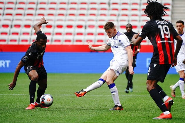 Thomas Foket (Stade de Reims) FOOTBALL : OGC Nice vs Stade de Reims - Ligue 1 Uber Eats - Nice - 11 04 2021 NorbertScanella PanoramiC 