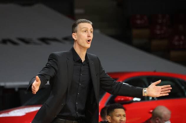 Braunschweigs Trainer Pete STROBL . Basketball, Bayern - Braunschweig, Bundesliga, Saison 2020-2021, am 11.4.2021 in Muenchen, A U D I D O M E, Deutschland. Quelle Copyright Credit : Oryk HAIST