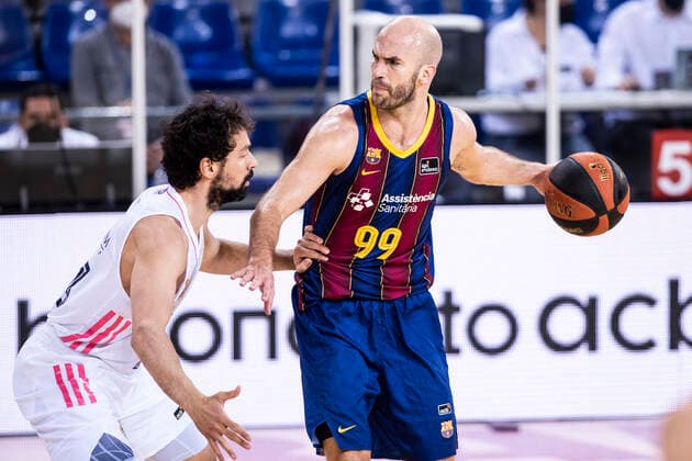 11th April 2021; Palau Blaugrana, Barcelona, Catalonia, Spain; Liga ACB Basketball, Barcelona versus Real Madrid; 99 Calathes of Barcelona during the Liga Endesa match  ActionPlus12280726 MarcxGonzalezxAloma