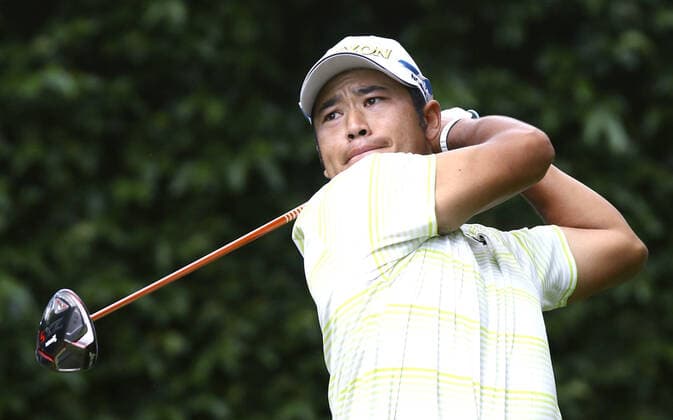 Golf: Masters Tournament Hideki Matsuyama of Japan hits from the second tee during the final round of the Masters Tournament on April 11, 2021, at Augusta National Golf Club in Augusta, Georgia. 