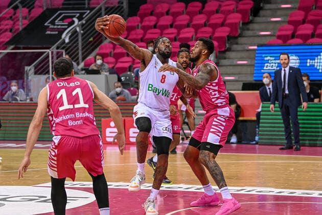 easyCredit BBL, Telekom Baskets Bonn vs. FC Bayern München Basketball, 13.04.2021 Jalen Reynolds (FC Bayern München Basketball 8), easyCredit BBL, Telekom Baskets Bonn vs. FC Bayern München Basketball am 13.04.2021 im Telekom Dome Bonn, Bonn (Nordrhein-Westfalen) Copyright: xBEAUTIFULxSPORTS Mueller-Laschetx