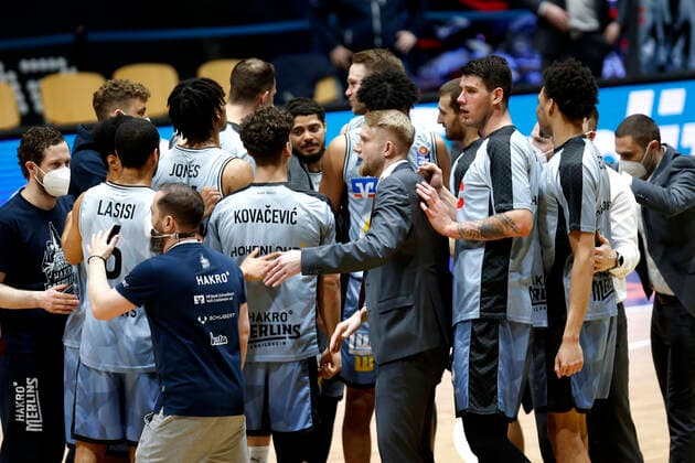 14.04.2021, easyCredit Basketball Bundesliga, BBL, Saison 2020 2021, Herren, Chemnitz Niners - HAKRO Merlins Crailsheim Sieger aus Crailsheim Chemnitz Messe Chemnitz Sachsen Germany
