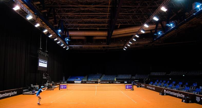 Mandatory Credit: Photo by Rob Prange Shutterstock (11862018as) IAmbiance during practice before the 2021 Porsche Tennis Grand Prix WTA, Tennis Damen 500 tournament 2021 Porsche Tennis Grand Prix Pre-Tournament - 16 Apr 2021 2021 Porsche Tennis Grand Prix Pre-Tournament - 16 Apr 2021  Copyright: xRobxPrange Shutterstockx 11862018as