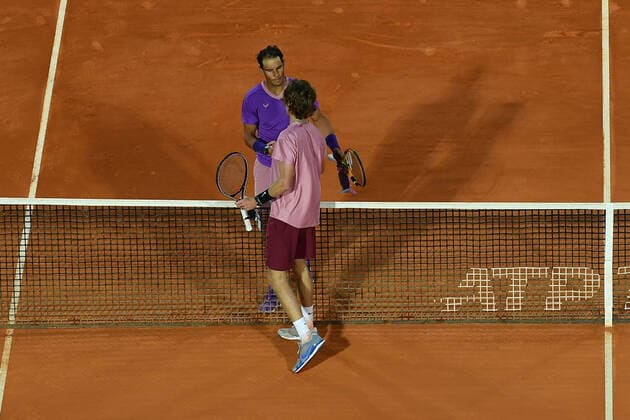 Andrey Rublev (Rus) defeated Rafael Nadal (Esp) in Monte Carlo 6 2, 4 6, 6 2 TENNIS : Rolex Monte Carlo Masters - 16 04 2021 AntoineCouvercelle Panoramic 