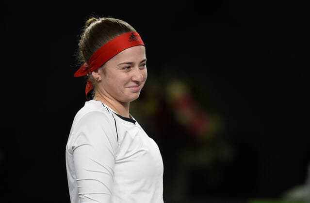 Sport Bilder des Tages (210417) -- JURMALA, April 17, 2021 -- Jelena Ostapenko of Latvia reacts while competing against Ankita Raina of India during the Billie Jean King Cup by BNP Paribas play-offs between Latvia and India at the National Tennis Centre Lielupe in Jurmala, Latvia on April 16, 2021. (Photo by Xinhua) (SP)LATVIA-JURMALA-TENNIS-BILLIE JEAN KING CUP-PLAY-OFFS-LATVIA VS INDIA EdijsxPalens 