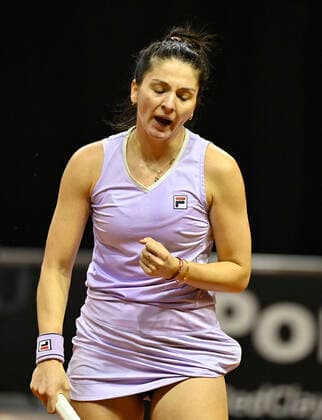 Margarita Gasparyan (RUS) sauer, jubelt über gewonnenen Punkt Qualifikation Tennis Damen Porsche-Cup Porsche Tennis Grand Prix GP Stuttgart 2021 Porsche-Arena 17.04.2021 Porsche Tennis Grand Prix Stuttgart 2021