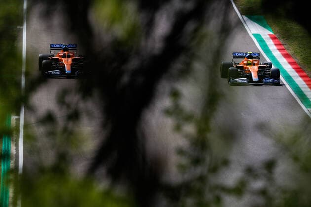 3 Daniel Ricciardo (AUS, McLaren F1 Team), 4 Lando Norris (GBR, McLaren F1 Team), F1 Grand Prix of Emilia Romagna at Autodromo Enzo e Dino Ferrari on April 17, 2021 in Imola, Italy. (Photo by HOCH ZWEI) Imola Italy