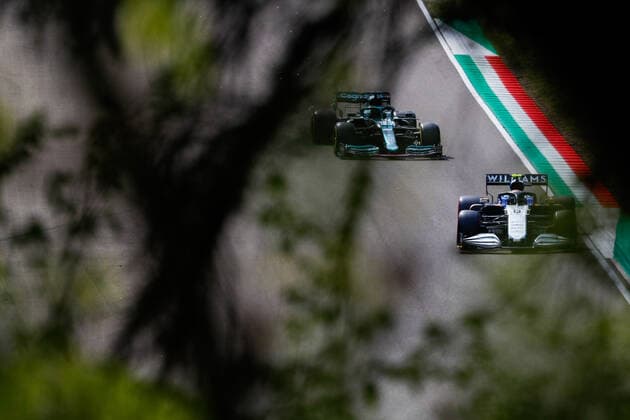 6 Nicholas Latifi (CAN, Williams Racing), 18 Lance Stroll (CAN, Aston Martin Cognizant F1 Team), F1 Grand Prix of Emilia Romagna at Autodromo Enzo e Dino Ferrari on April 17, 2021 in Imola, Italy. (Photo by HOCH ZWEI) Imola Italy