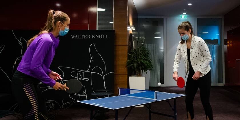 Mandatory Credit: Photo by Rob Prange Shutterstock (11862863aw) Belinda Bencic of Switzerland & Julia Goerges of Germany at the 2021 Porsche Tennis Grand Prix WTA, Tennis Damen 500 tournament 2021 Porsche Tennis Grand Prix Qualifications Day 1 - 17 Apr 2021 2021 Porsche Tennis Grand Prix Qualifications Day 1 - 17 Apr 2021  Copyright: xRobxPrange Shutterstockx 11862863aw