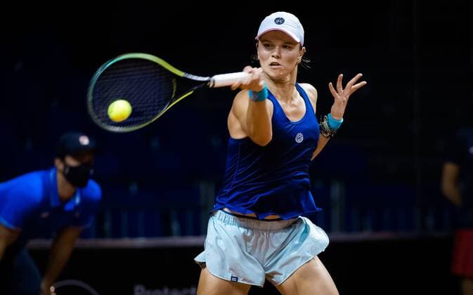 Mandatory Credit: Photo by Rob Prange Shutterstock (11862863bi) Katharina Gerlach of Germany in action during qualifications at the 2021 Porsche Tennis Grand Prix WTA, Tennis Damen 500 tournament 2021 Porsche Tennis Grand Prix Qualifications Day 1 - 17 Apr 2021 2021 Porsche Tennis Grand Prix Qualifications Day 1 - 17 Apr 2021  Copyright: xRobxPrange Shutterstockx 11862863bi