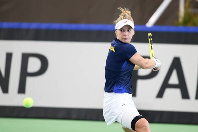 2021.04.17 Bytom Tenis Puchar Billie Jean King Mecz: Magdalena Frech - Laura Pigossi Polska - Brazylia N z Laura Pigossi Foto Tomasz Kudala PressFocus 2021.04.17 Bytom Tennis Billie Jean King Cup 2021 Play-Offs Poland - Brazil Polska - Brazylia Laura Pigossi Credit: Tomasz Kudala PressFocus NEWSPIX.PL --- Newspix.pl  20210417PF15183