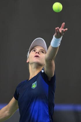 2021.04.17 Bytom Tenis Puchar Billie Jean King Mecz: Magdalena Frech - Laura Pigossi Polska - Brazylia N z Laura Pigossi Foto Tomasz Kudala PressFocus 2021.04.17 Bytom Tennis Billie Jean King Cup 2021 Play-Offs Poland - Brazil Polska - Brazylia Laura Pigossi Credit: Tomasz Kudala PressFocus NEWSPIX.PL --- Newspix.pl  20210417PF15335