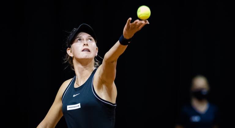 Mandatory Credit: Photo by Rob Prange Shutterstock (11862863cr) Alexandra Vecic of Germany in action during the first qualifications round at the 2021 Porsche Tennis Grand Prix WTA, Tennis Damen 500 tournament 2021 Porsche Tennis Grand Prix Qualifications Day 1 - 17 Apr 2021 2021 Porsche Tennis Grand Prix Qualifications Day 1 - 17 Apr 2021  Copyright: xRobxPrange Shutterstockx 11862863cr