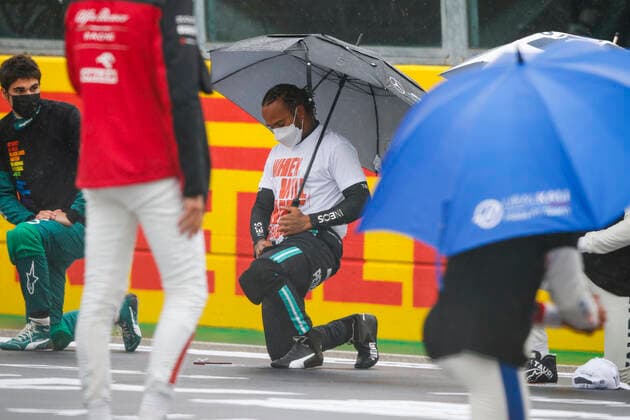 HAMILTON Lewis (gbr), Mercedes AMG F1 GP W12 E Performance, portrait during the Formula 1 Pirelli Gran Premio Del Made In Italy E Dell emilia Romagna 2021 from April 16 to 18, 2021 on the Autodromo Internazionale Enzo e Dino Ferrari, in Imola, Italy - FORMULE 1 : Grand prix Emilie Romagne - Imola - Course - 18 04 2021 DPPI Panoramic 