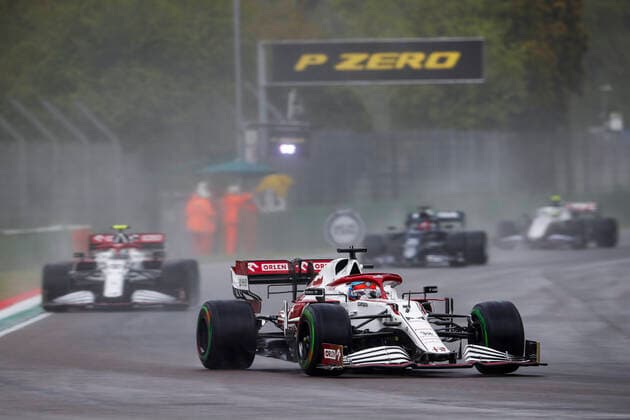 07 RAIKKONEN Kimi (fin), Alfa Romeo Racing ORLEN C41, action during the Formula 1 Pirelli Gran Premio Del Made In Italy E Dell emilia Romagna 2021 from April 16 to 18, 2021 on the Autodromo Internazionale Enzo e Dino Ferrari, in Imola, Italy - FORMULE 1 : Grand prix Emilie Romagne - Imola - Course - 18 04 2021 DPPI Panoramic 