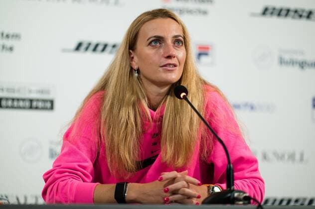 Mandatory Credit: Photo by Rob Prange Shutterstock (11863942ab) Petra Kvitova of the Czech Republic talks to the media ahead of the 2021 Porsche Tennis Grand Prix WTA, Tennis Damen 500 tournament 2021 Porsche Tennis Grand Prix Qualifications Day 2 - 18 Apr 2021 2021 Porsche Tennis Grand Prix Qualifications Day 2 - 18 Apr 2021  Copyright: xRobxPrange Shutterstockx 11863942ab