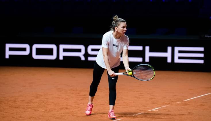 Mandatory Credit: Photo by Rob Prange Shutterstock (11863942ar) Simona Halep of Romania during practice ahead of the 2021 Porsche Tennis Grand Prix WTA, Tennis Damen 500 tournament 2021 Porsche Tennis Grand Prix Qualifications Day 2 - 18 Apr 2021 2021 Porsche Tennis Grand Prix Qualifications Day 2 - 18 Apr 2021  Copyright: xRobxPrange Shutterstockx 11863942ar
