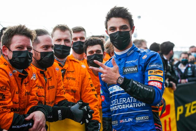 4 Lando Norris (GBR, McLaren F1 Team), F1 Grand Prix of Emilia Romagna at Autodromo Enzo e Dino Ferrari on April 18, 2021 in Imola, Italy. (Photo by HOCH ZWEI) Imola Italy