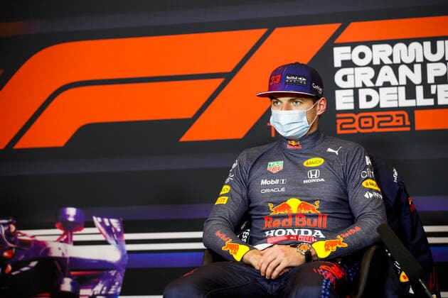 F1 Grand Prix of Emilia Romagna 33 Max Verstappen (NED, Red Bull Racing), F1 Grand Prix of Emilia Romagna at Autodromo Enzo e Dino Ferrari on April 18, 2021 in Imola, Italy. (Photo by Florent Gooden DPPI FIA Pool via HOCH ZWEI) Imola Italy Poolfoto HOCH ZWEI Pool Florent Gooden ,EDITORIAL USE ONLY